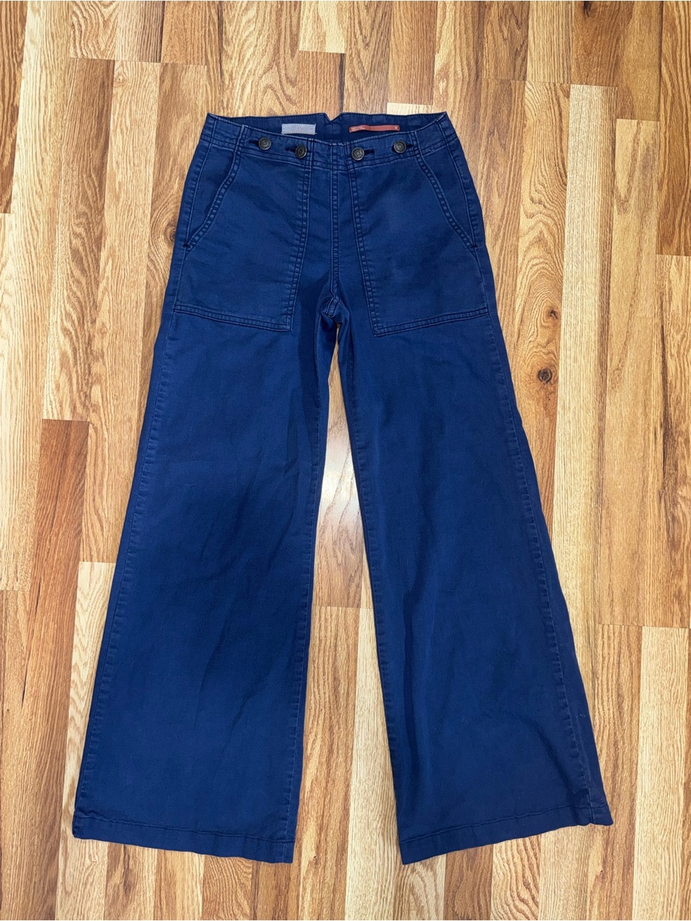 Pilcro Wide-Leg Navy Utility Pants